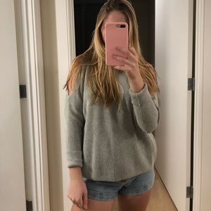 Cold shoulder grey sweater